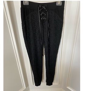 Bebe Black Lace Joggers - size: xsmall